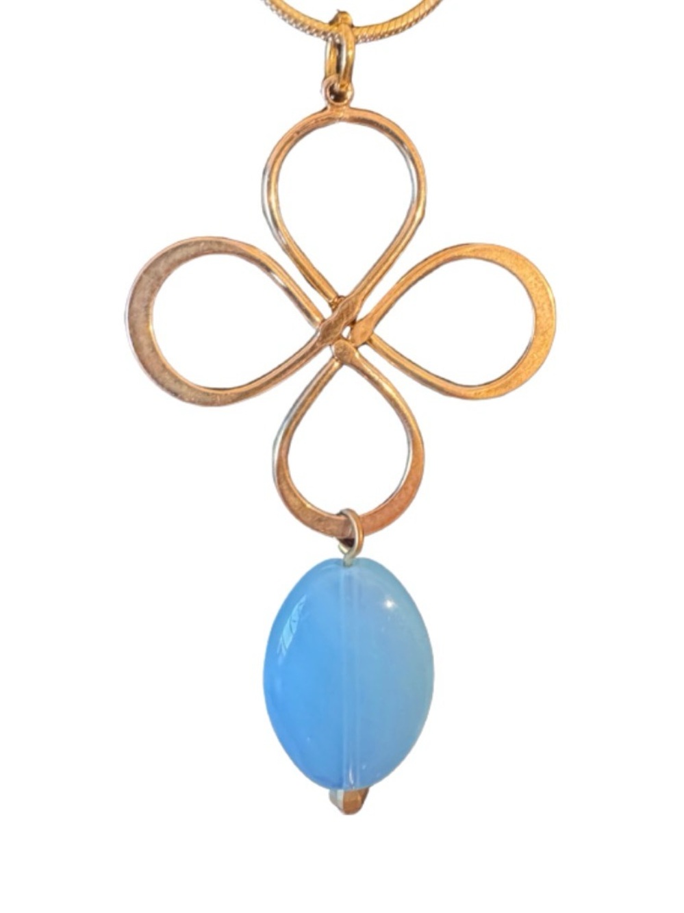 Handmade Gold and Blue Glass necklace - Picture 2 of 4